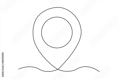 continuous one line google map point route directions and location outline vector art illustration