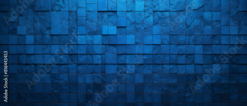 Blue gradient texture background with mosaic tiles and grain texture effect  copy space