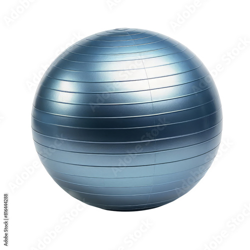 Blue fitness ball isolated on white background.