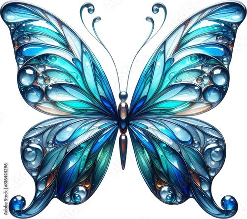 Crystal Glass Butterfly Vector Illustration