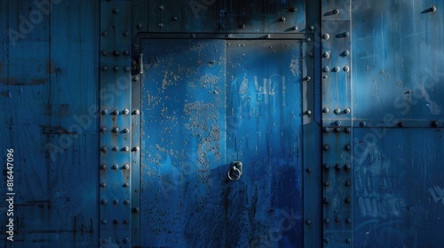 Metallic blue door photo