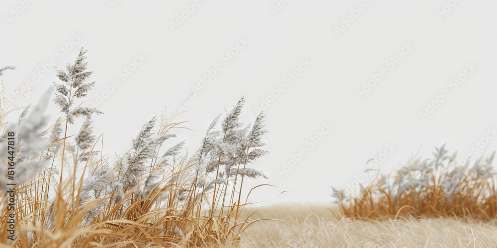 Obraz premium Tall botanical dune straw grass isolated on a background with foliage