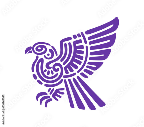 Aztec totem eagle bird or Mayan and Inca tribal symbol, vector sacred deity. Ancient Mexican, Aztec and Maya tribe totem of vulture or eagle, ritual symbol and mythology or religious idol for tattoo