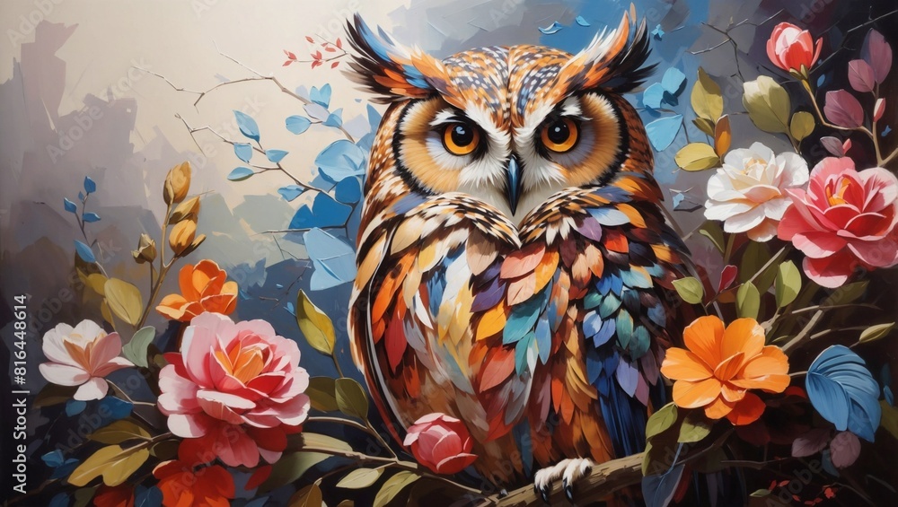 owl on a branch Generated Ai owl on a branch Generated Ai