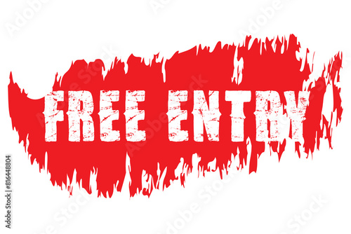 free entry red grunge square stamp on white