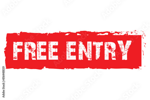 free entry red grunge square stamp on white