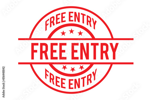 free entry red grunge square stamp on white