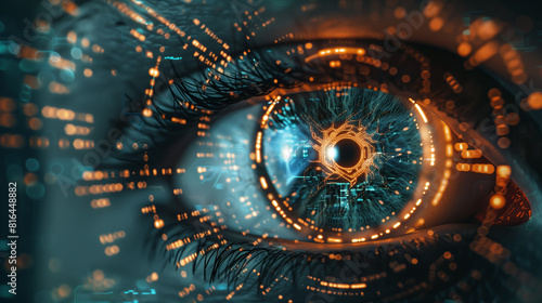 Cybernetic Eye Scanning Futuristic Background
