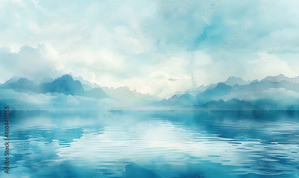 Alpine Lake Serenity in Watercolor Alpine Lake Serenity in Watercolor