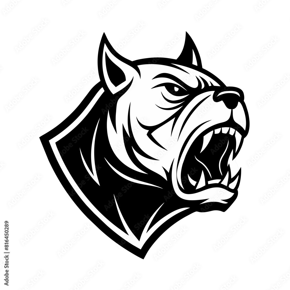 Create a minimalist Bull dog roar logo vector art illustration with a Bull dog roar icon logo, featuring a modern stylish shape with an underline, set on a solid white background Create a minimalist Bull dog roar logo vector art illustration with a Bull dog roar icon logo, featuring a modern stylish shape with an underline, set on a solid white background
