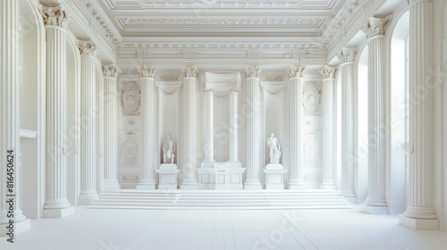 Elegant White Room With Pillars and Columns