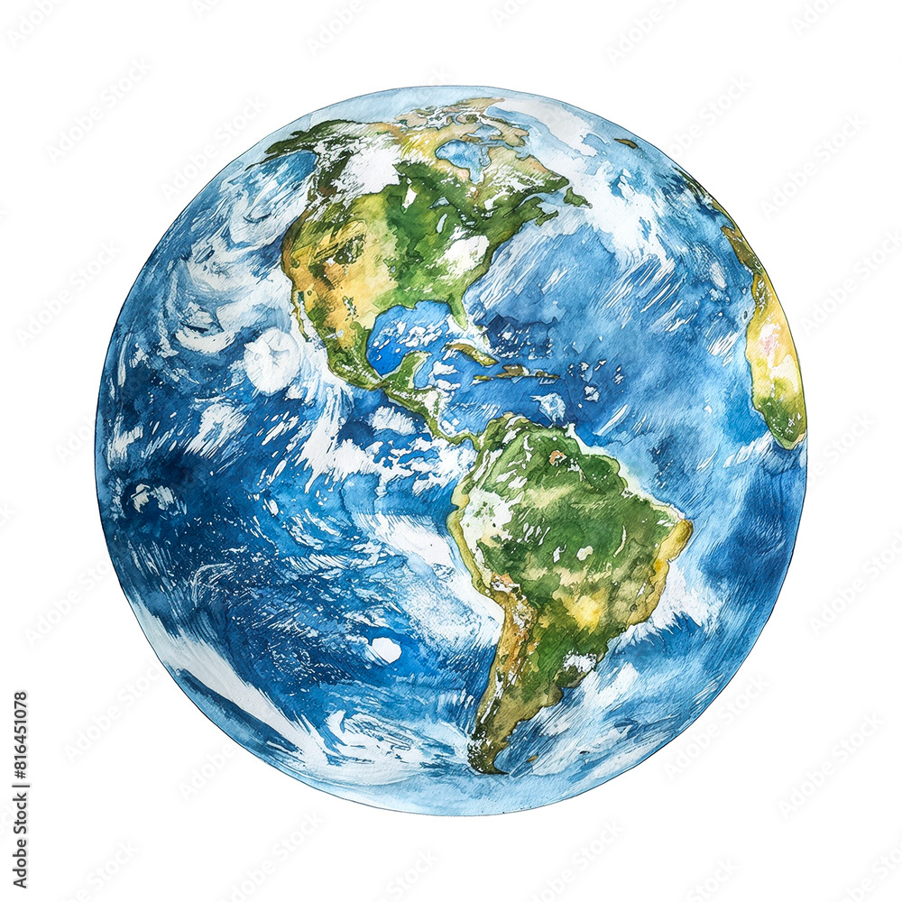 Planet Earth hand drawn watercolor isolated on transparent background. Planet Earth hand drawn watercolor isolated on transparent background.