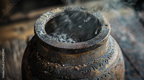 Wallpaper Mural Close-up of cremation ashes in a ceremonial urn, focusing on the texture and significance during a liturgy, isolated background Torontodigital.ca