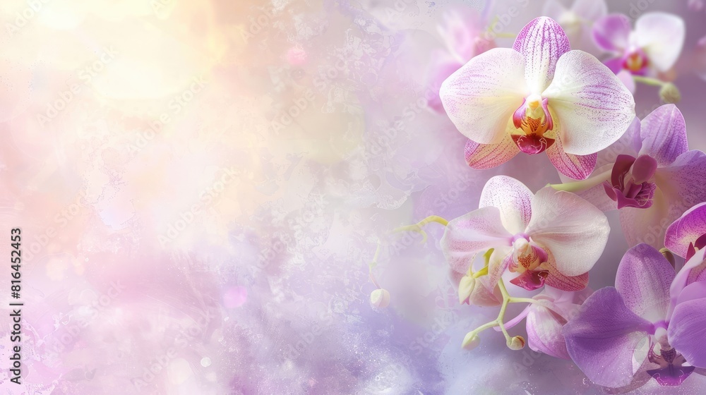 A pretty background image featuring a purple and white orchid with a lovely light yellow accent A pretty background image featuring a purple and white orchid with a lovely light yellow accent