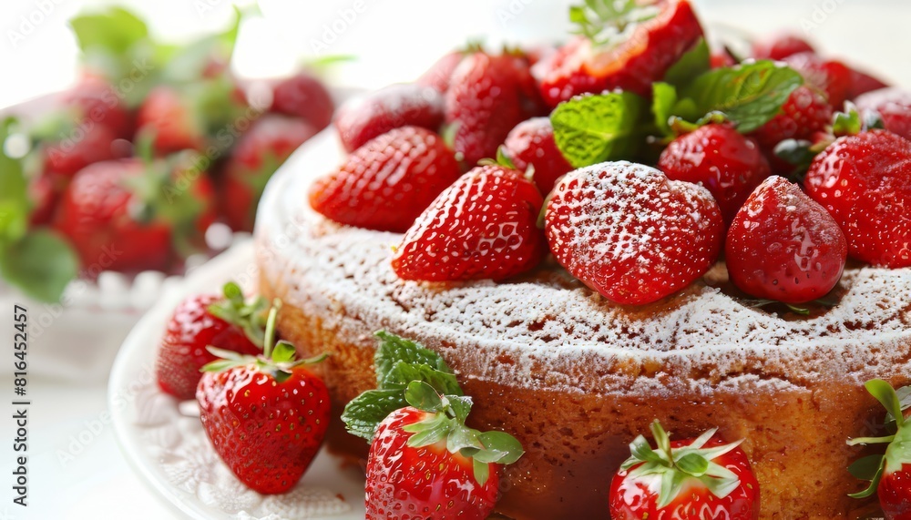 Fresh Strawberry Fresh Cake Isolated on White Fresh Strawberry Fresh Cake Isolated on White