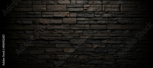 Black stone brick wall background  Abstract wall texture wallpaper