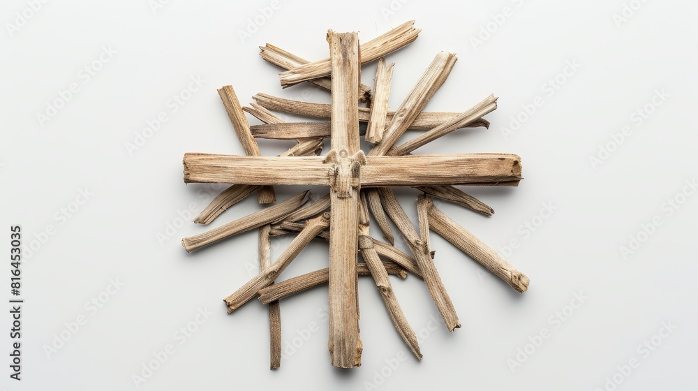 Ash carefully arranged in the form of a Christian cross on an isolated background, top view for reflective religious advertising Ash carefully arranged in the form of a Christian cross on an isolated background, top view for reflective religious advertising