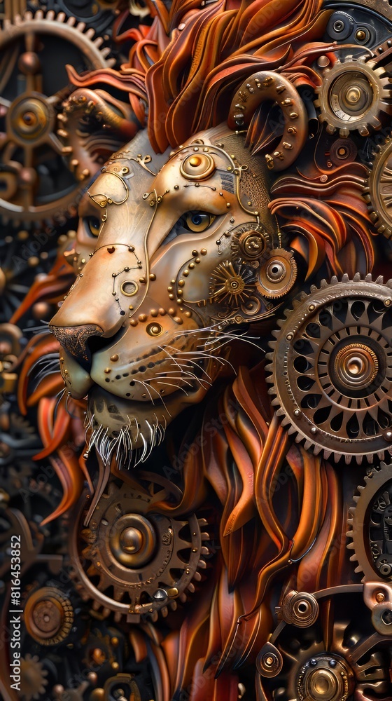 Lion Steampunk Cyborg