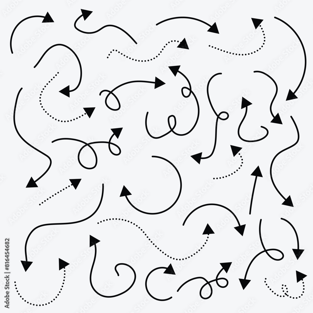 Collection hand drawn arrows. Set simple arrows isolated on white background. Arrow mark icons. Arrow paint Collection hand drawn arrows. Set simple arrows isolated on white background. Arrow mark icons. Arrow paint