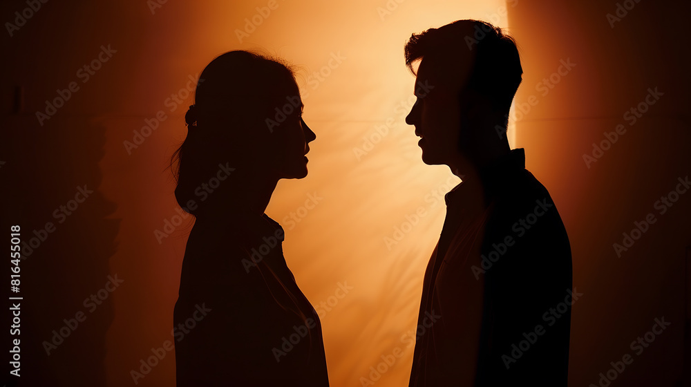 Silhouette of talking couple of people : Generative AI
