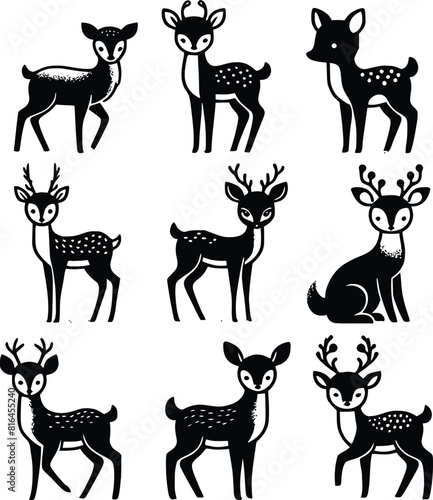 deer silhouette set vector