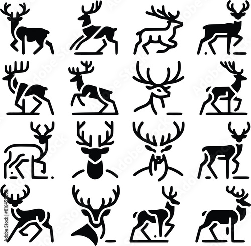 deer silhouette set vector © RSDESIGN