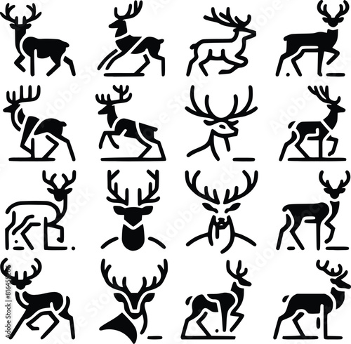 deer silhouette set vector