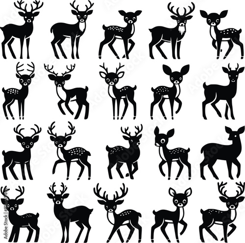 deer silhouette set vector
