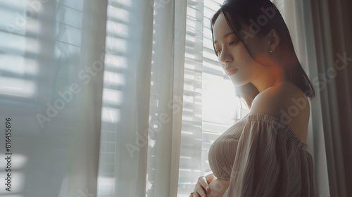 Pregnant woman standing against the window : Generative AI Free Download Pregnant woman standing against the window : Generative AI - GFXLoad