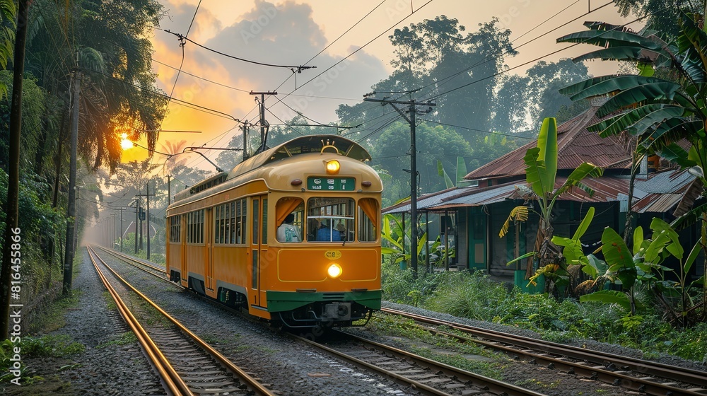 Fototapeta premium Tram Tales: Embarking on a Historic Adventure in Indonesia