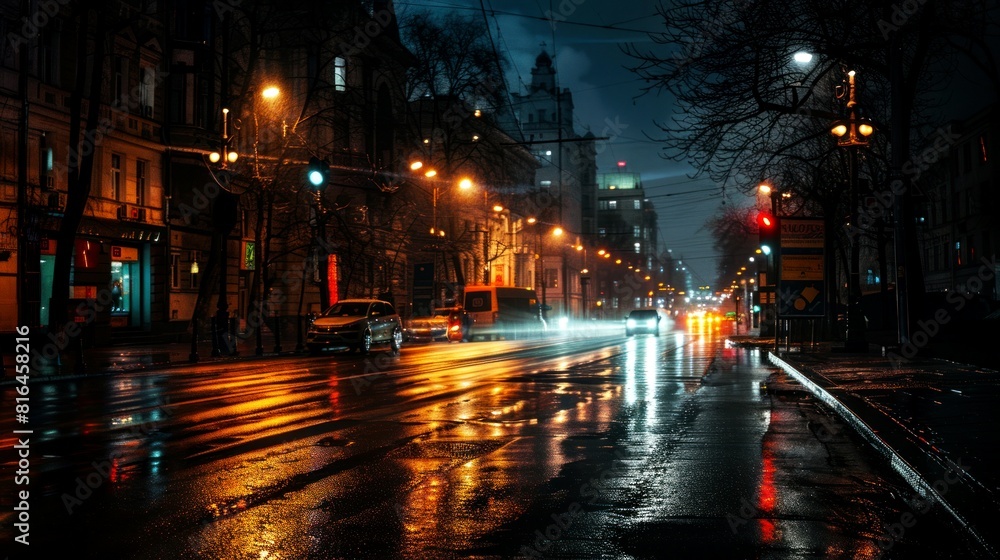Obraz premium landscape night stree of city modern, background