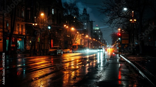 landscape night stree of city modern, background © dropideas