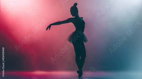 woman ballet dancer silhouette : Generative AI photo