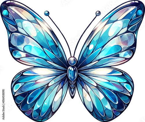 Crystal Glass Butterfly Vector Illustration