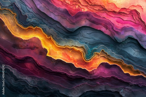 Colorful abstract resembling mineral layers, perfect for geology-related content or vibrant artistic compositions.