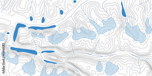 Geographic map of highlands, glaciers and lakes, vector banner	