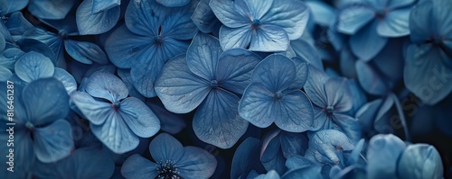 Serene blue hydrangea blossoms background