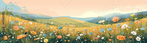 Abstract flower meadow field on a beautiful landscape