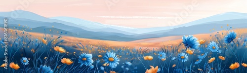 Abstract flower meadow field on a beautiful landscape