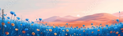 Abstract flower meadow field on a beautiful landscape