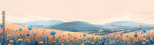 Abstract flower meadow field on a beautiful landscape