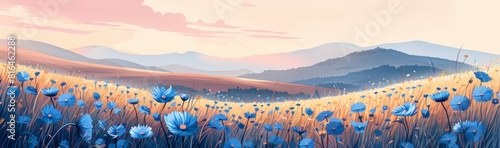 Abstract flower meadow field on a beautiful landscape