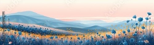 Abstract flower meadow field on a beautiful landscape