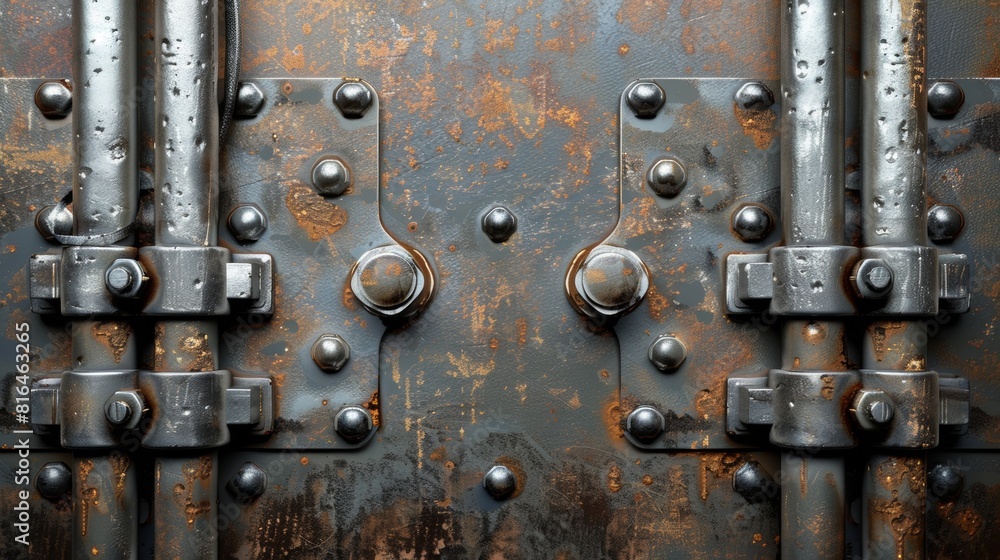 Metal background with pipe and nuts Metal background with pipe and nuts