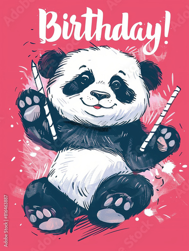 birthday poster with panda bear image