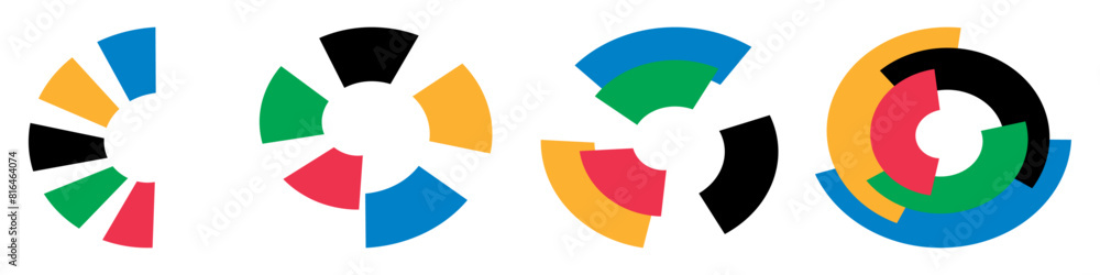 set of olympics round design elements. Bright multi-colored circles logos collection set of olympics round design elements. Bright multi-colored circles logos collection