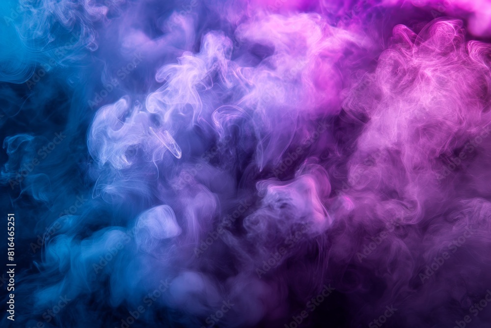Dramatic gradient of purple to blue smoke, perfect for vibrant backdrops and dynamic graphic designs.