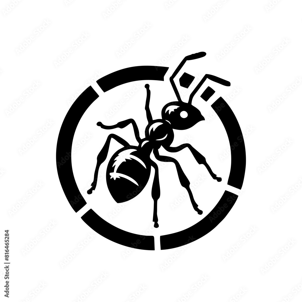 Black ant logo design. Vector illustration of a black silhouette ant Black ant logo design. Vector illustration of a black silhouette ant