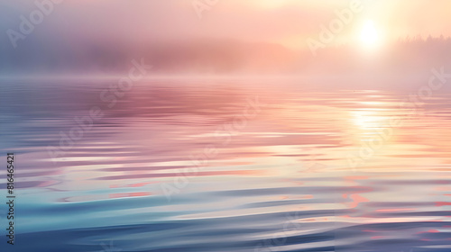 Vibrant sunset over calm ocean with pink and purple hues  Generative AI