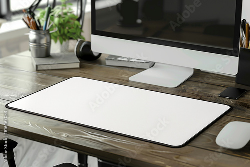 White Mouse Pad Desk Mat Blank Mockup